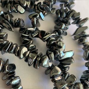 New vintage hematite polished chips beads necklace